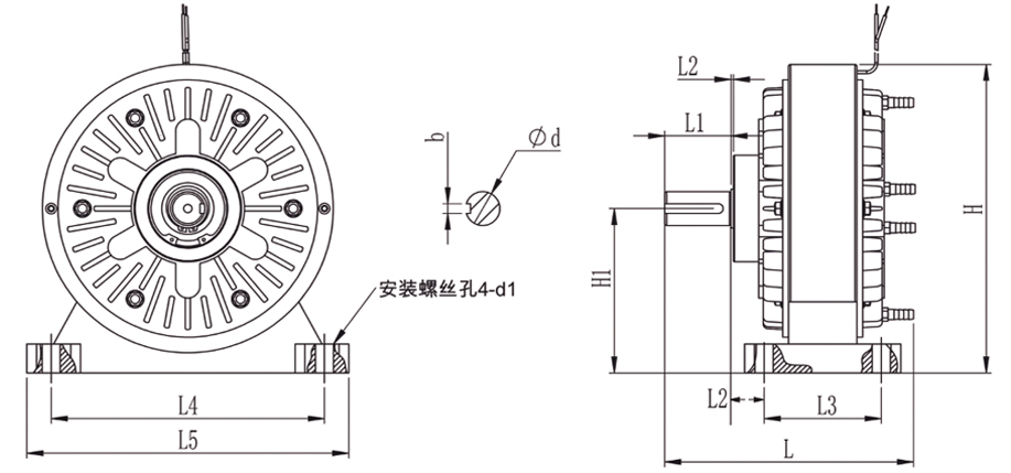FZ型机座磁粉制动器外形尺寸图 FZ型机座磁粉制动器外形尺寸图
